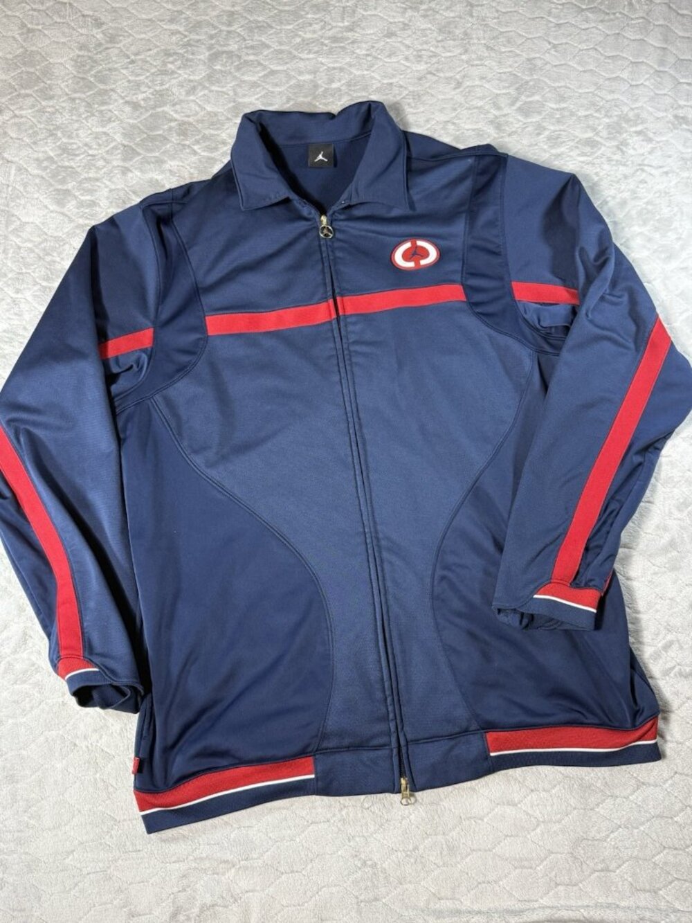 NIKE JORDAN JUMPMAN FULL ZIP JACKET MENS SIZE XL TALL NAVY BLUE WITH RED ACCENTS